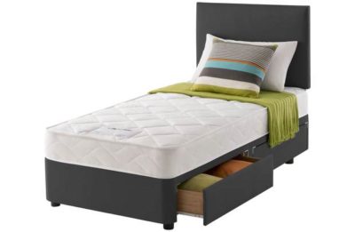 Layezee Calm Micro Quilt Single 2 Drawer Ebony Divan Bed Layezee Calm Micro Quilt Single 2 Drawer Ebony Divan Bed